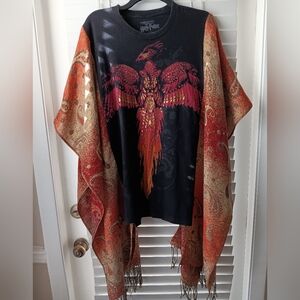 Upcycled Harry Potter Fawkes Phoenix Tshirt Poncho